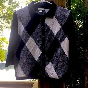 Christopher banks, medium, hand wash, argyle lighter weight sweater Cott/acrylic